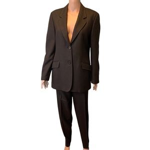 Zanella Brown Tweed Virgin Wool Womens Pant Suit